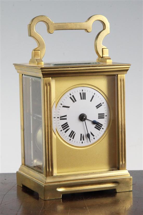 An Edwardian gilt brass carriage clock, 5.5in.